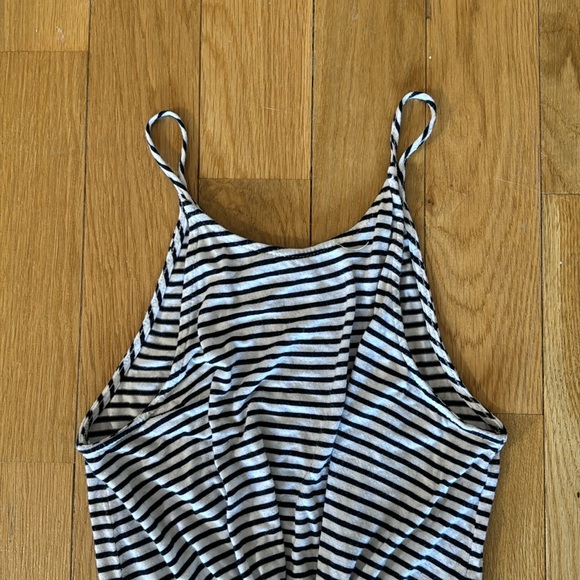 White and navy striped sundress with knot detail on front - Picture 3 of 5